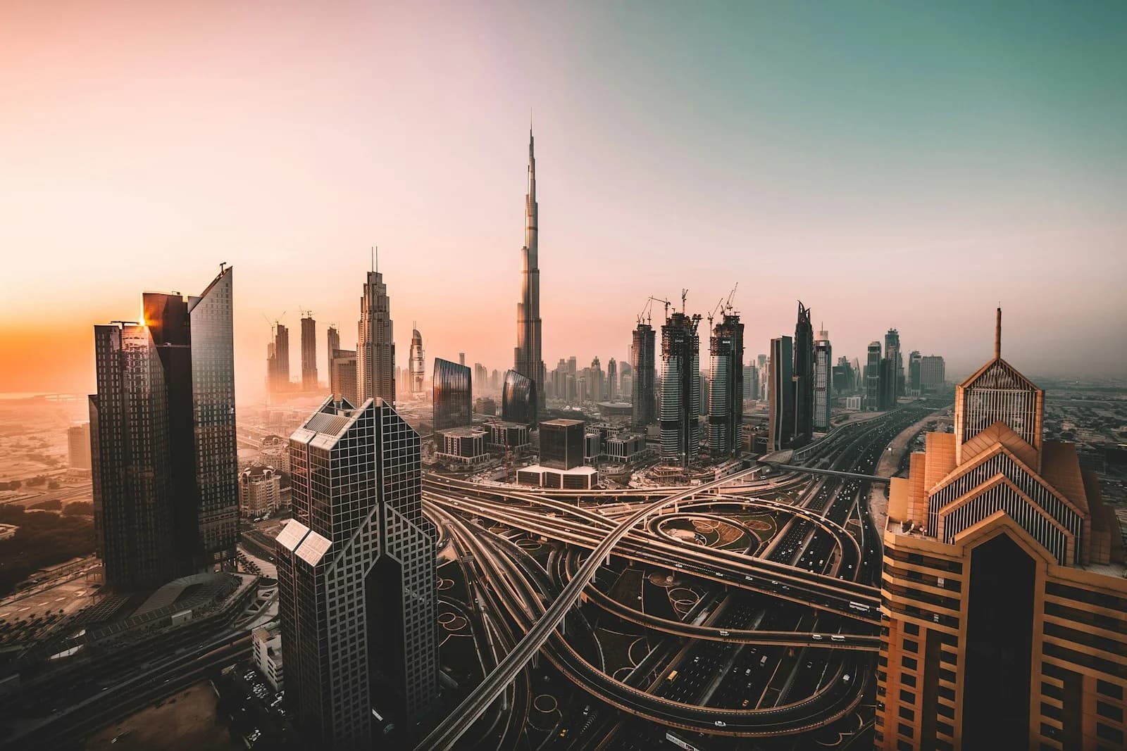 Dubai skyline at golden hour