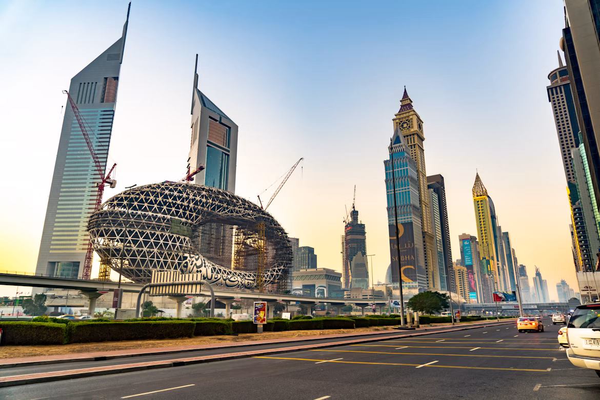 Dubai city skyline at night